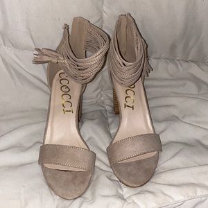 Nude block heel